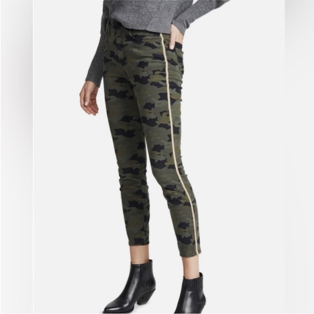 L'Agence Margot High Rise Camo Skinny Jeans with Metallic Stripe